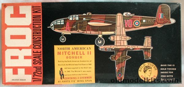 Frog 1/72 Mitchell Mk.II (B-25C) Medium Bomber - RAF - Orange Series, F159 plastic model kit